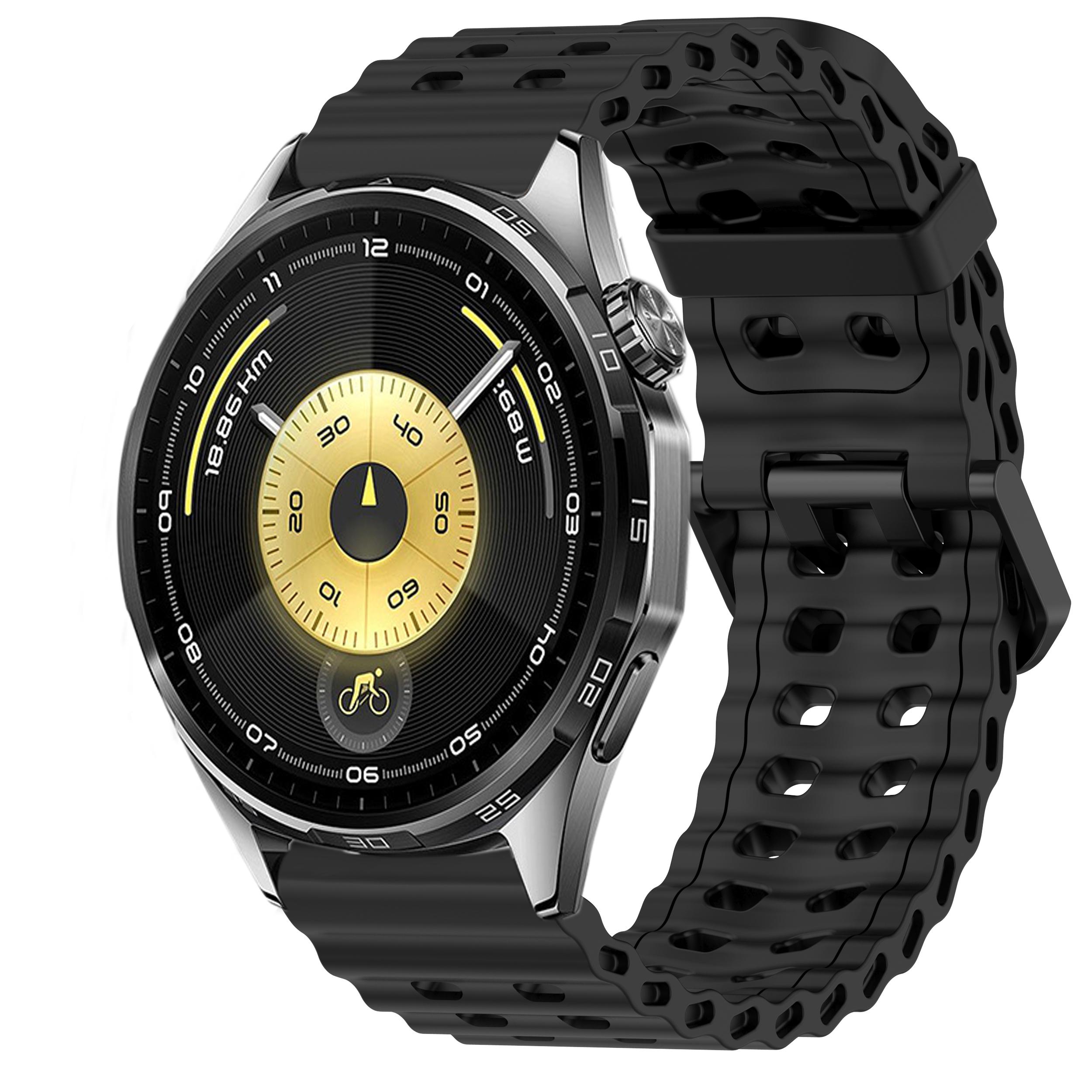 

22mm Ocean Silicone Strap for Huawei Watch 5 GT6 Pro GT6 GT5-4-3-2 46mm Bracelet Wristband for Amazfit Bip 6 5 Balance 2 Correa For 22mm Width чёрный
