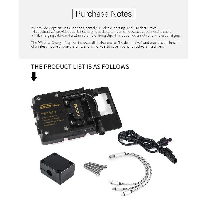 For BMW R1250GS ADV R1200GS F850GS F750GS F700GS F800GS Wireless Charger USB Navigation Mobile Phone Holder F900XR F900R S1000XR