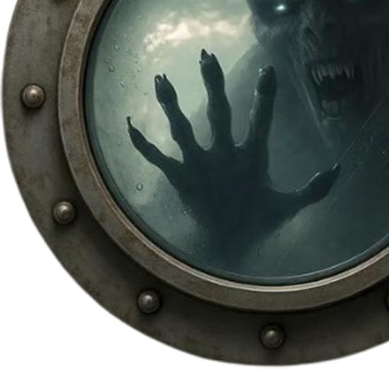 Haunted Porthole Wall Decor Halloween Vintage Ghost Ship Round Window with Rustic Copper Frame 3D Horror Gothic Home Decor for Living Room Bedroom