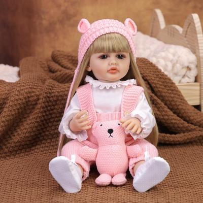 Lebensechte 22 Zoll Reborn Babypuppe Vollsilikon Vinyl Waschbar Neugeborene Mädchenpuppen Spielkameraden DIY Spielzeug