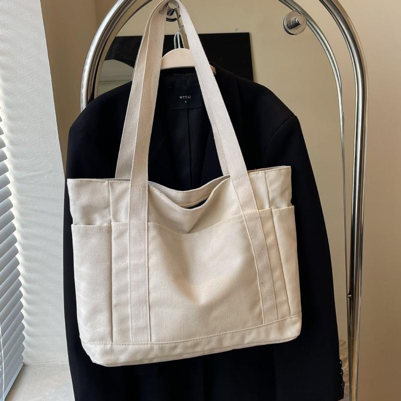 New Cross-border Canvas Large-capacity Shoulder Bag All-matching Commuter Student Class Handbag Casual Tote