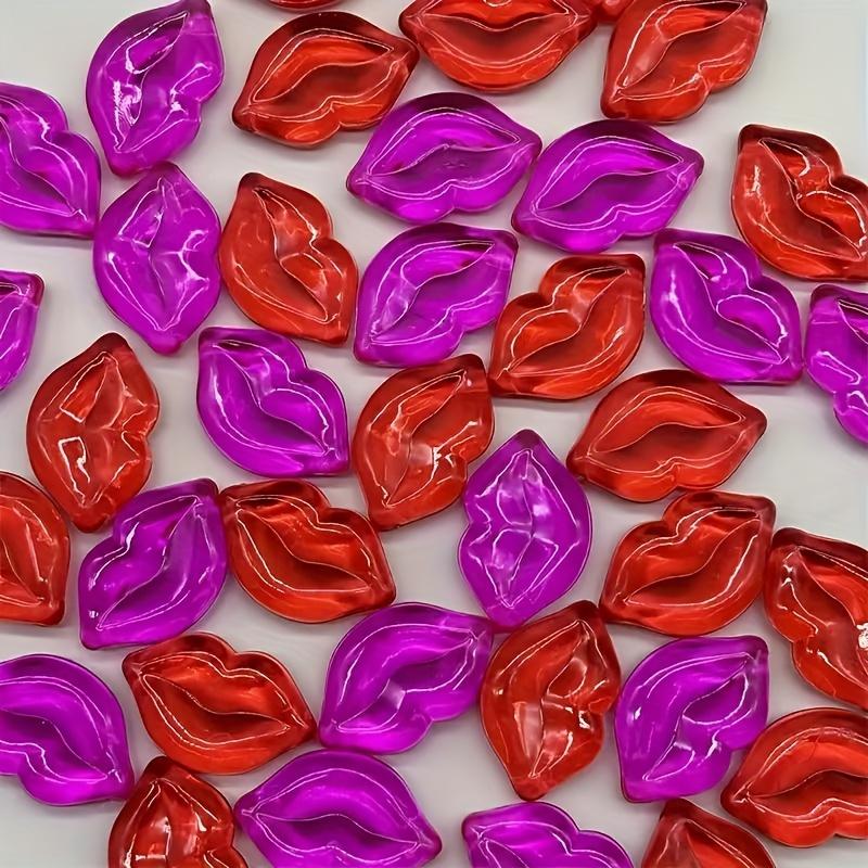 50 Lip Resin Bead Combination - Non porous, Perfect for Valentine's Day, Wedding, Party, and Craft Jewelry Making Supplies
