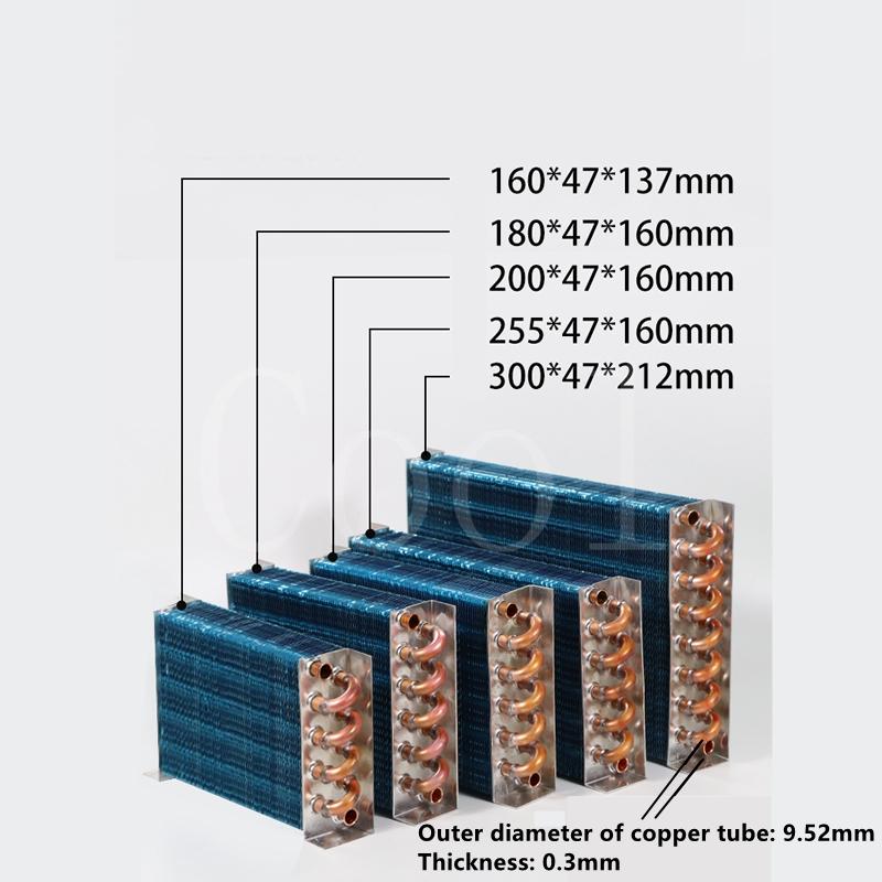 Small Condenser Without Shell Radiator Heat Refrigeration Machine Heat Copper Tube Aluminum Fin 2*8*300 3*6*255