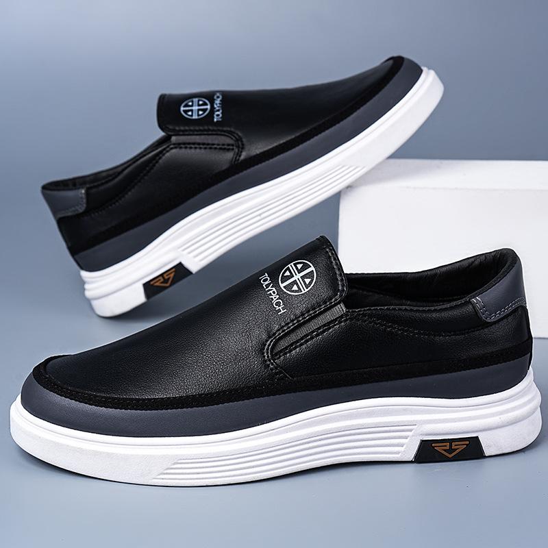 

2025 spring and summer men s Doudou shoes light one-pedal loafers Doudou shoes trendy casual board shoes work shoes 44 чёрный
