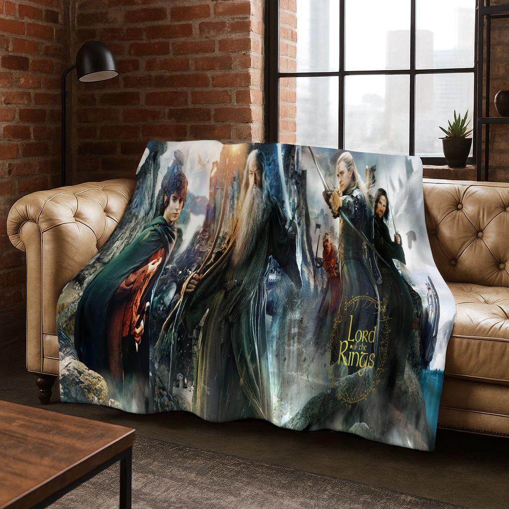 26 Style L-Lord of Rings H-Hobbit Movie Flannel Blanket,Warm and Cozy Soft Throw Blanket for Home Bedroom Bed Sofa Cover Gift