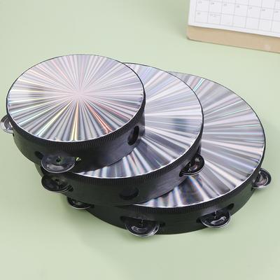 6/8/10 Inch Houten Stralende Tamboerijn Handbel Handtrommel Met Rijen Jinglebellen Reflecterend Trommelvel Muzikaal Slaginstrument