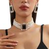 Trendy Geometric Shaped Colorful Crystal And Imitation Pearls Layering Necklace Earring Jewelry Set for Fashionistas