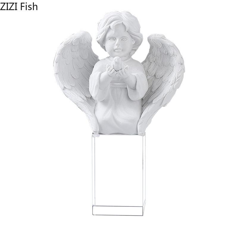 Holy Angels Statue Desk Decoration Creative Angels Ornaments Transparent Base Handicrafts Resin Sculpture Room Aesthetics Decor