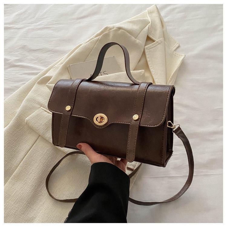 Stylish Retro Korean Style Solid Color Vintage Handbag 2024 Winter New Texture Bag кофейный
