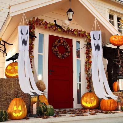 Halloween Ghost Windsock Flag 40 Inch Outdoor Hanging Decor Spooky Flying Ghost Wind Socks for Yard Patio Garden Pathway Tree Decor
