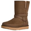 Classic Novelty Cow Split Leather Thermal Snow Boots Women's Brown 1174513-DRKT