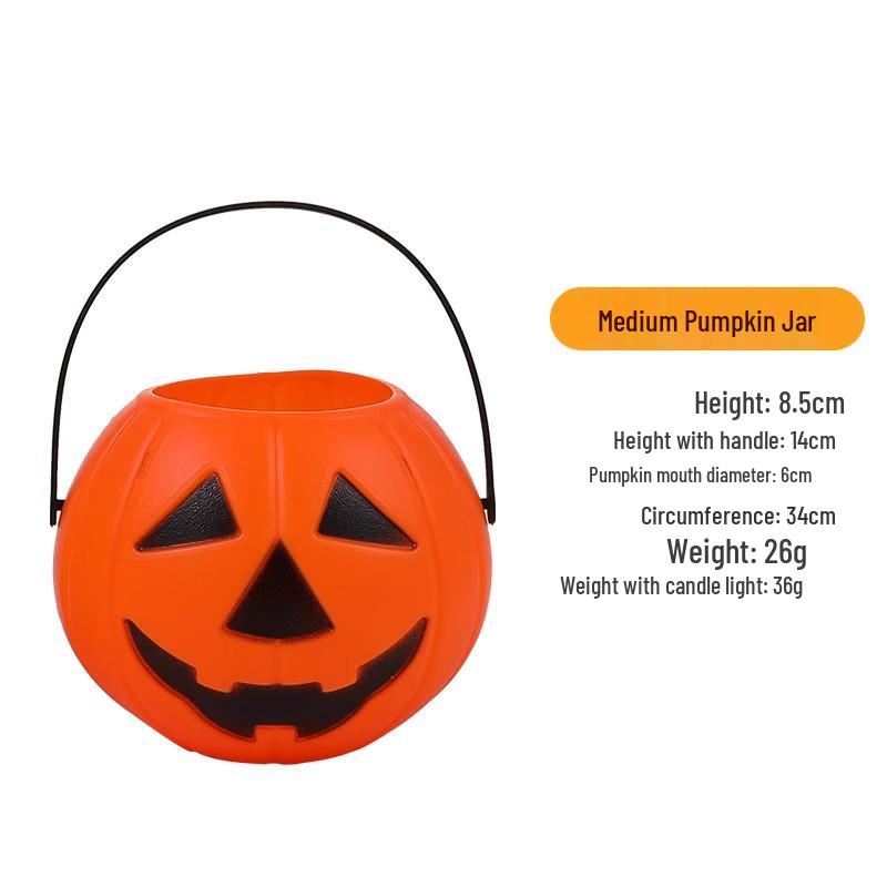 Halloween Shopping Mall Decor: Pumpkin Lantern & Bucket Candy Jar for Kids' Scenes