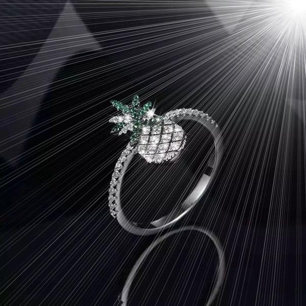 Betrunkener Schmuck Kreativer Ananasring Platte AAAAACz Verlobungs-Ehering für Damen Brautschmuck 10