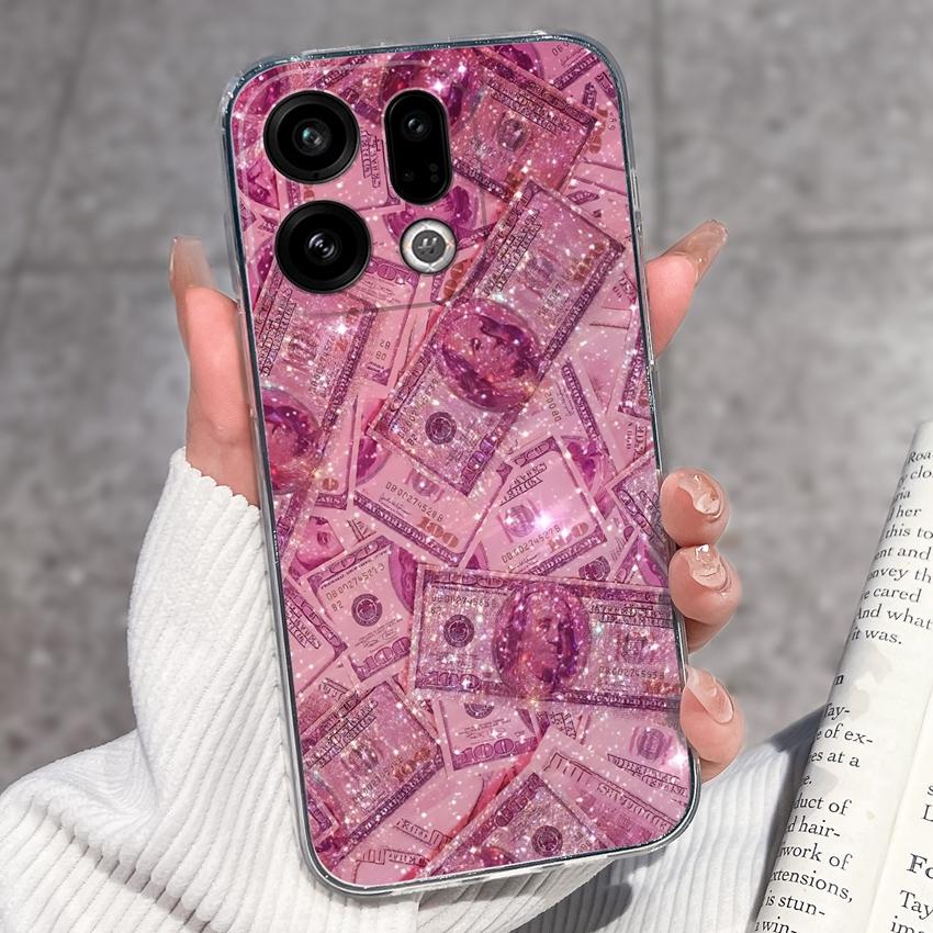 For Oppo Find X9 X8 X7 X5 Pro X2 Lite Reno8 Pro Pro+ Phone Case Black Cat Wine Glass Patterns Transparent TPU Protection Covers For Oppo Bumper Casing