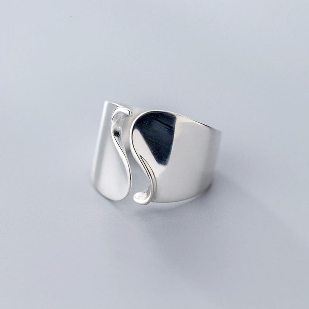 Minimalist Glossy Wide Wave Shaped Finger Rings For Women Men Punk Geometric Twisted Chunky Knuckle Ring Aesthetic Party Jewelry