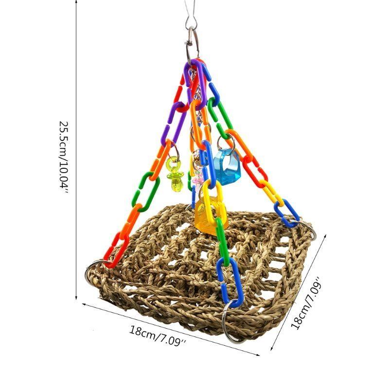 Lovebird Finch Canary Budgie Cage Perch Stand Swing Climbing Mat Straw Straw Mat Ladder Hammock Toy for Bird high quality