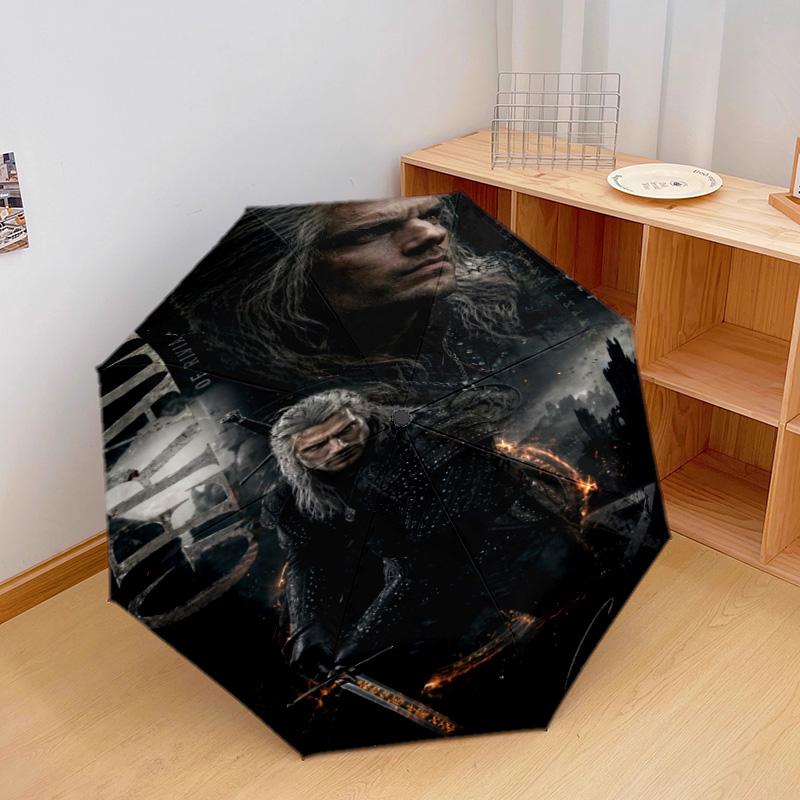 Witcher: Dark Warrior Automatic Umbrella - Suitable Travel Outdoor Portable Umbrella Birthday Gift Daily Essentials