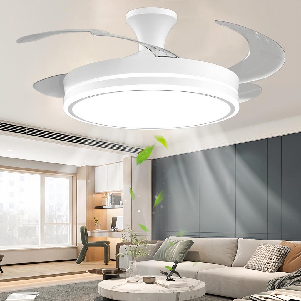 2026 Invisible Ceiling Fan Light with Integrated LED Chandelier for Living Room