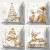 Christmas Theme Pillowcase New Year Gift Santa Claus Fawn Pillow Cover Home Room Decoration Living Room Sofa Cushion Cover Short