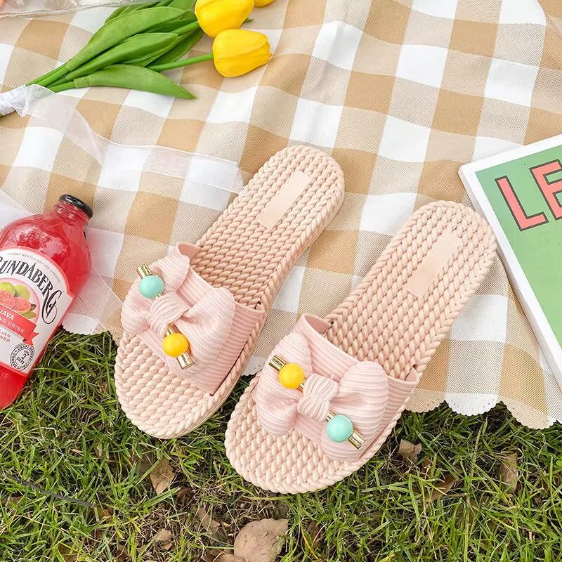 Women Lady Home Bow Slippers Autumn and Summer Classic Shoes