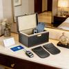 Premium Leather Textured Protection Box And Two Signal Blocking Pouches For Securing Keyless Entry Vehicle Access Devices