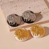 Retro Metallic Daisy Print Silver Stud Earrings - French Chic High-End Design for Women