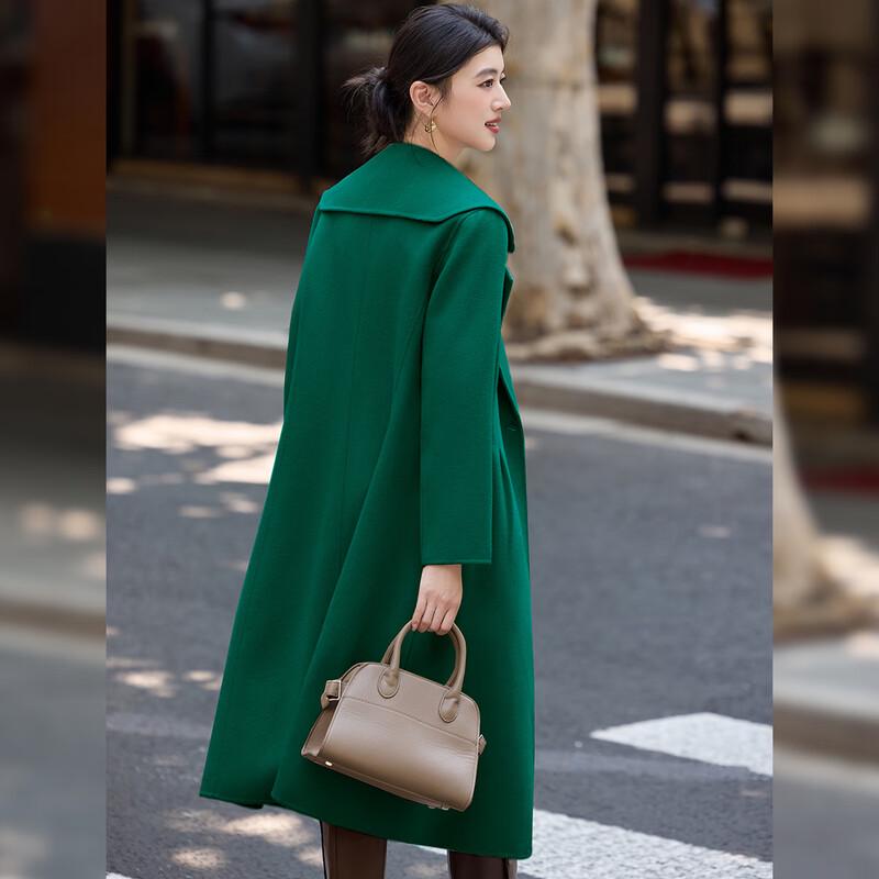 Bailuyu Women's 100% Wool Lapel Double-faced Long Coat