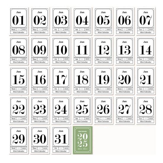 2025 Desk Calendar Mini Book Shape Compact Portable Retro Calendar Thick Paper