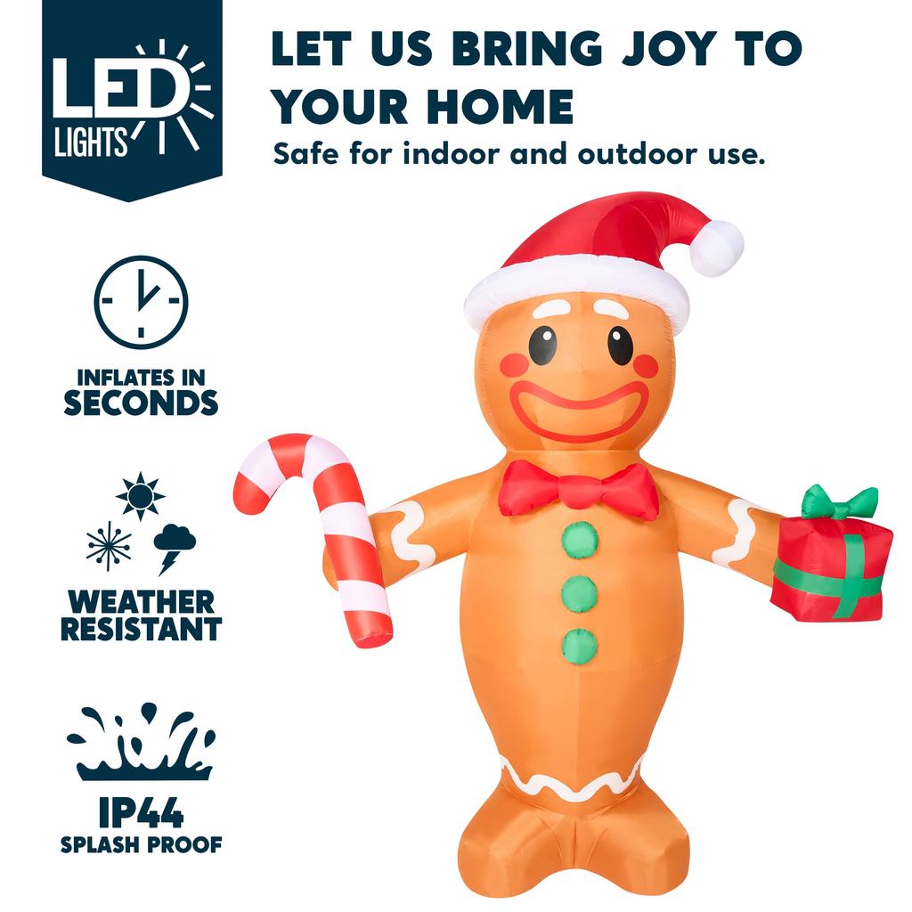 Joyfy 12 FT Christmas Inflatables Gingerbread Man Outdoor Decorations Blow Ups Yard with Built-in LEDs for Holiday Party Decor
