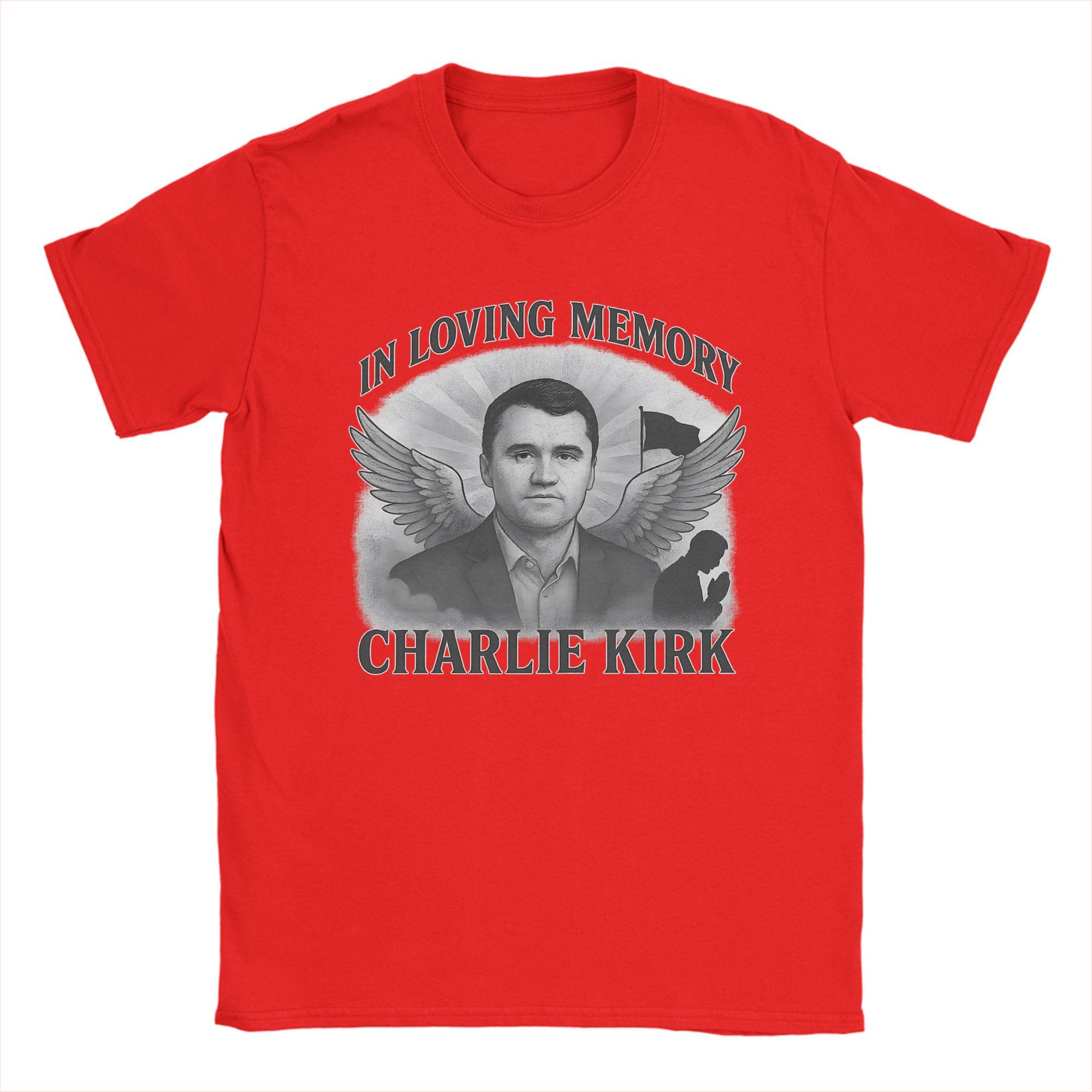 Men TShirts In Loving Memory of Charlie Kirk Cool Pure Cotton Tees Short Sleeve T Shirt Crew Neck Clothes Summer S