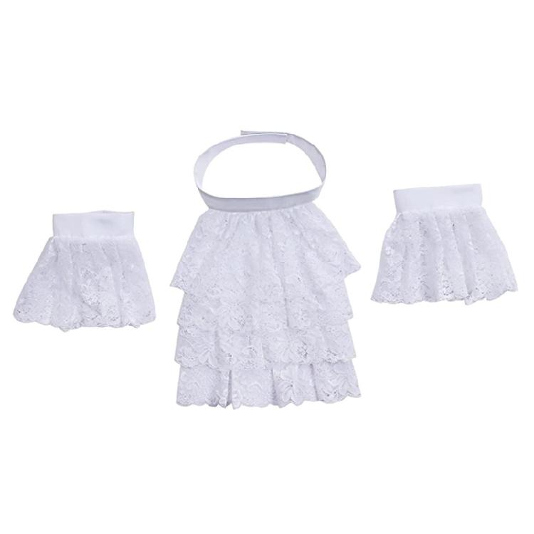 

Stretchy Lace Wrist Cuffs Sleeves Removeable Collar for Women Stage Show Colonial Jobot Neckpiece Arm Sleeves for Party белый