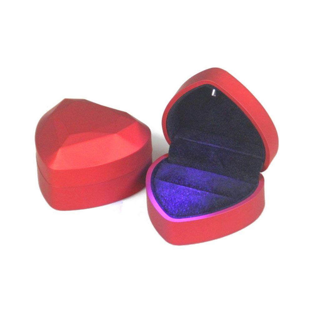 Proposal Velvet Wedding Ring Holder Heart-shaped Jewelry Display Organizer Storage Case Ring Box