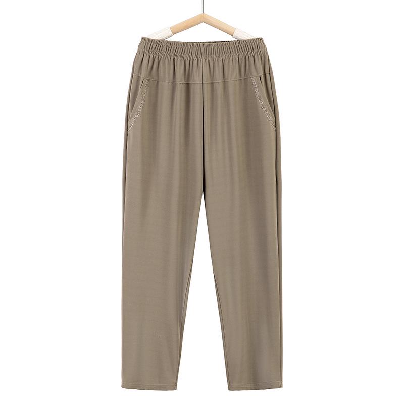 Women's Plus Size High Waist Elastic Pants for Middle-aged and Elderly - Summer Thin, Loose, Seven/Nine-point Grandma Style