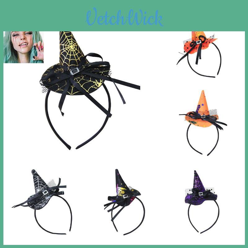 Halloween Witch Hat Headband Pumpkin Hair Hoop Spider Web Costume Party Props