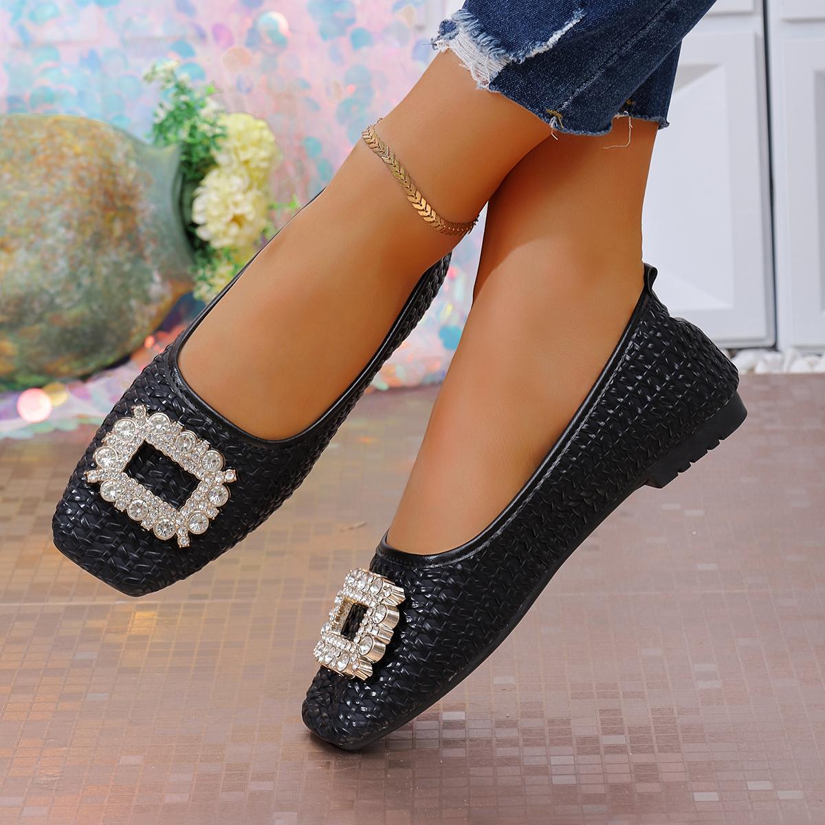 

Модная женская обувь на плоской подошве Весна Осень Повседневная модная обувь Женская обувь с квадратным носком Удобные кроссовки Женская износостойкая простая обувь-лоферы 43 чёрный