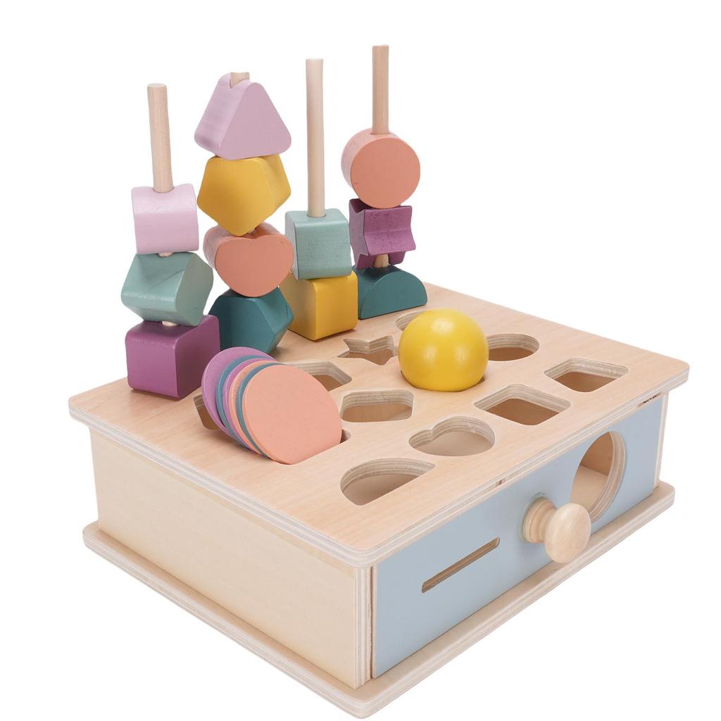 Drewniane Zabawki do Sortowania Kolorów i Układania w Stos Wczesna Nauka Koraliki do Nawlekania Zestaw do Sekwencjonowania dla Maluchów