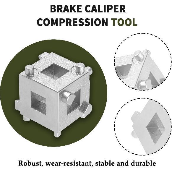 Junecarp Cube Brake Caliper Compression Tool,Steel Brake Caliper Tool Car Rear Disc Brake Piston Tool,Specialized Car Accessories Brake Piston Tool