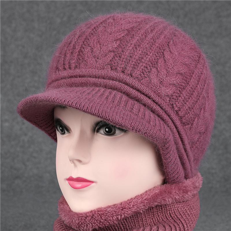 Duck Tongue Elderly Hat Granny Autumn Winter Rabbit Woolen Hat Knitted Warm Pot Hat Middle aged Mother with Velvet