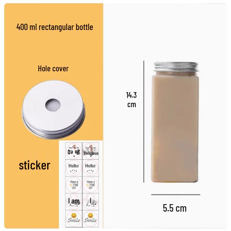 400ml Rectangular Disposable Plastic Milk Tea Cups