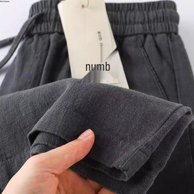 Men's Lightweight Cotton Linen Straight-Leg Sports Pants - Summer Versatile Style for Teens and Adults