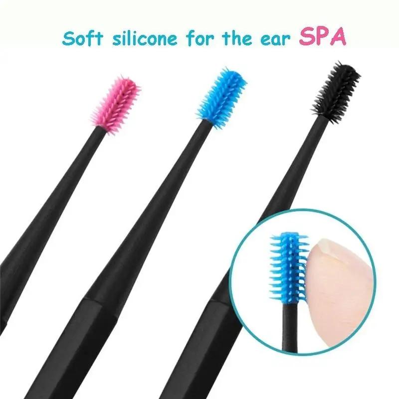 This 5-pack soft silicone ear pick features double-ended spiral tips for effective yet comfortable ear wax removal.