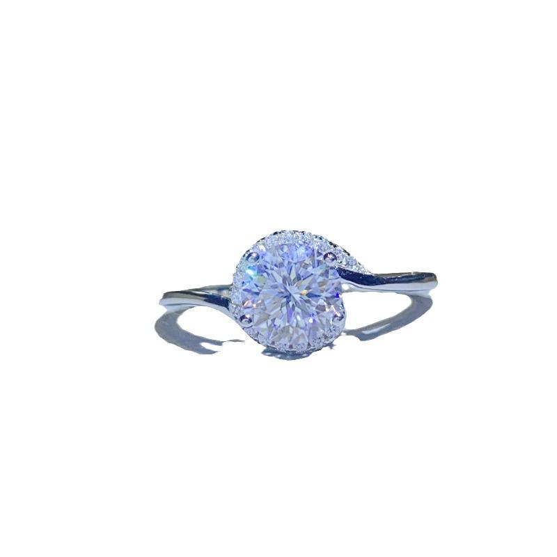 Torsion Arm 1 Carat Moissanite Ring with D Color, Lab-Certified, Diamond-Tested, Black Card Included.