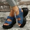 New Fashionable Plate-soled Velcro Large-sized Thick-soled Sandals