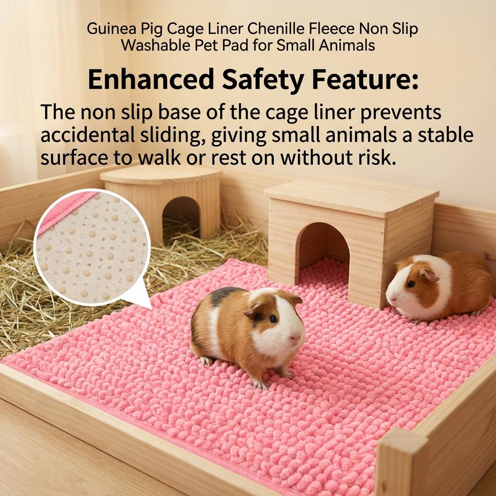 Guinea Pig Cage Liner Chenille Fleece Non Slip Washable Pet Pad for Small Animals