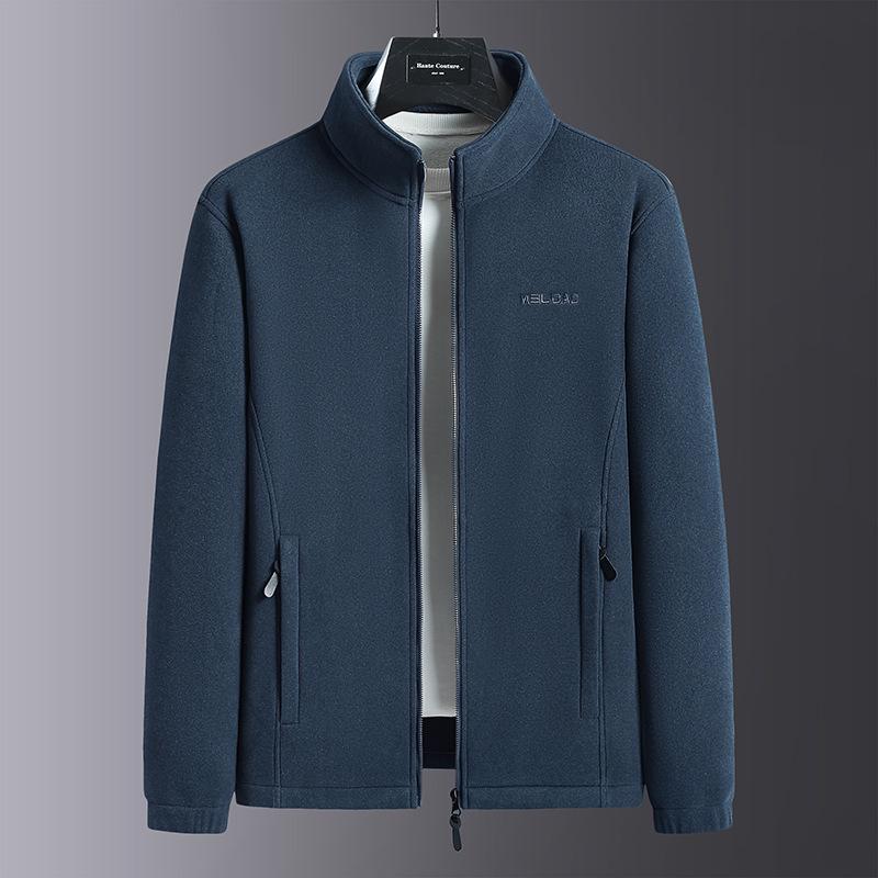 Men's Lambswool Fleece Jacket - Autumn/Winter Velvet Lined, Thick Warm Outerwear for Middle-Aged & Elderly.