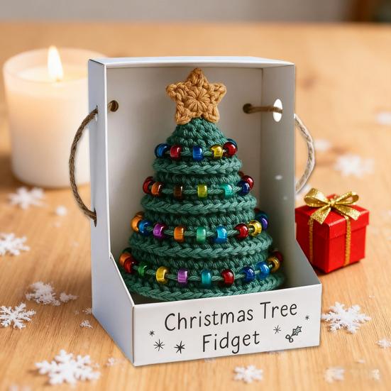 Yousheng Christmas Tree Fidget Crochet Kit Complete DIY Yarn Set for Holiday Stress Relief Festive Ornament Making for Beginners & Craft Lovers
