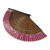 Kanzashi Silk Folding Fan for Women with Pouch, Cherry Blossom Pattern, Carved Ribs, Purple, 21.5cm