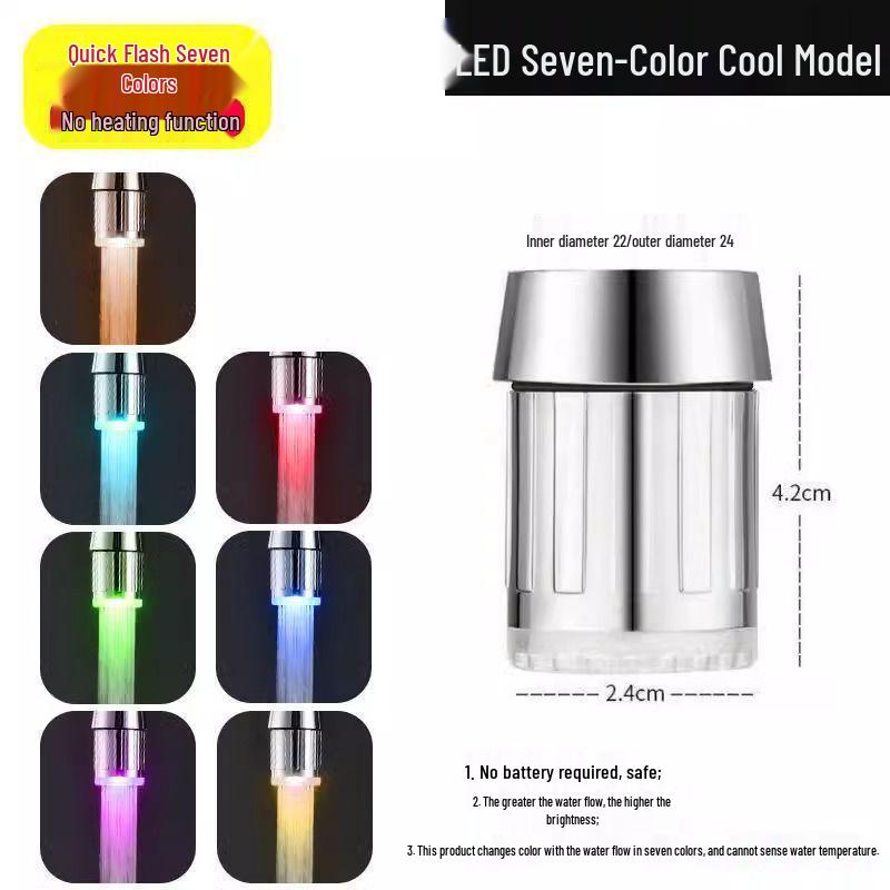 Inteligentna głowica kranu kuchennego LED ze zmiennym kolorem, z kontrolą temperatury i perlator zapobiegający rozpryskiwaniu wody, na ciepłą i zimną wodę