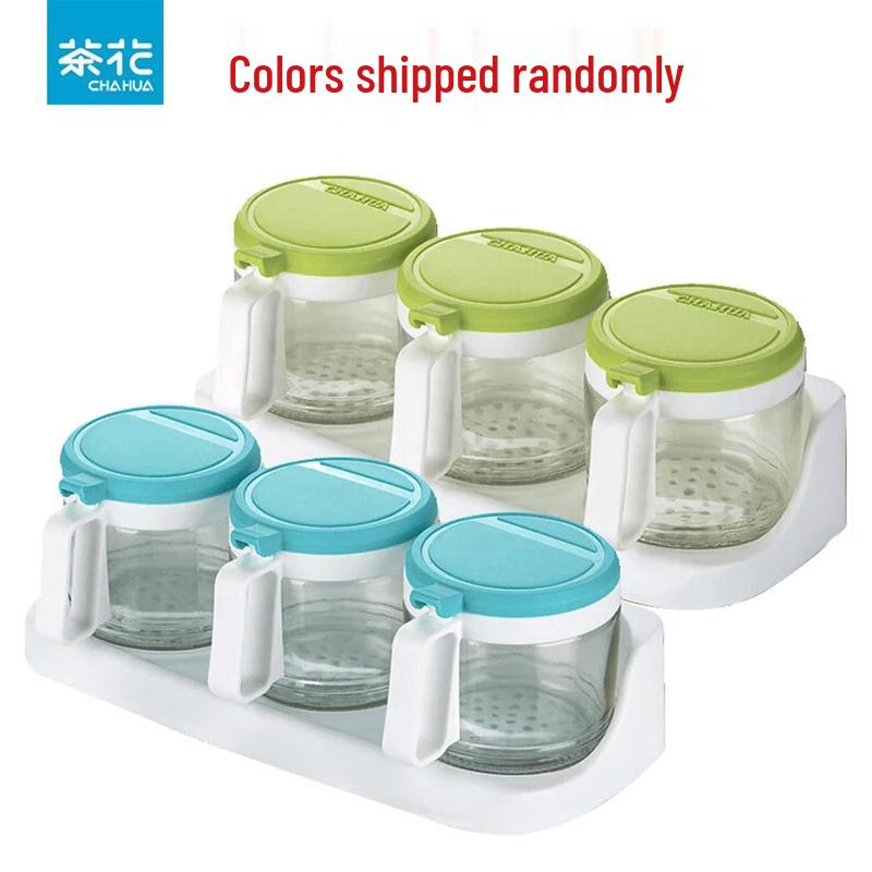 CHAHUA 3-Piece Round Glass Spice Jar Set