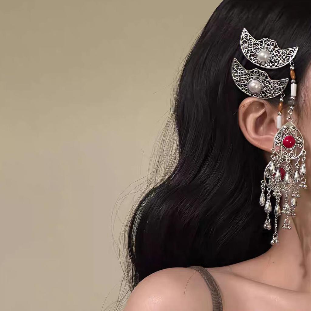 2pcs Ethnic Mongolian Style Hair Clips For Women Retro Court Design With Cultural Elements